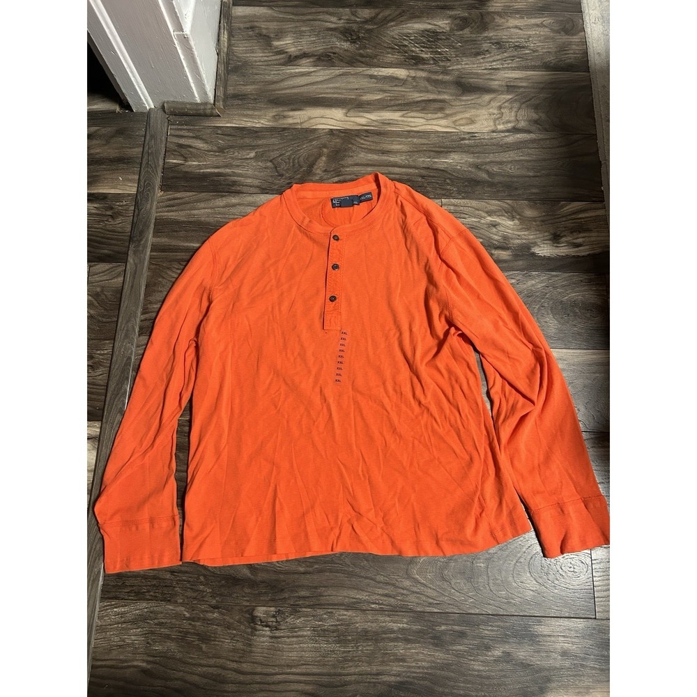 VTG Polo Ralph Lauren Mens 2XL 3 Button Henley Shirt Long Sleeve 100% Cotton 647